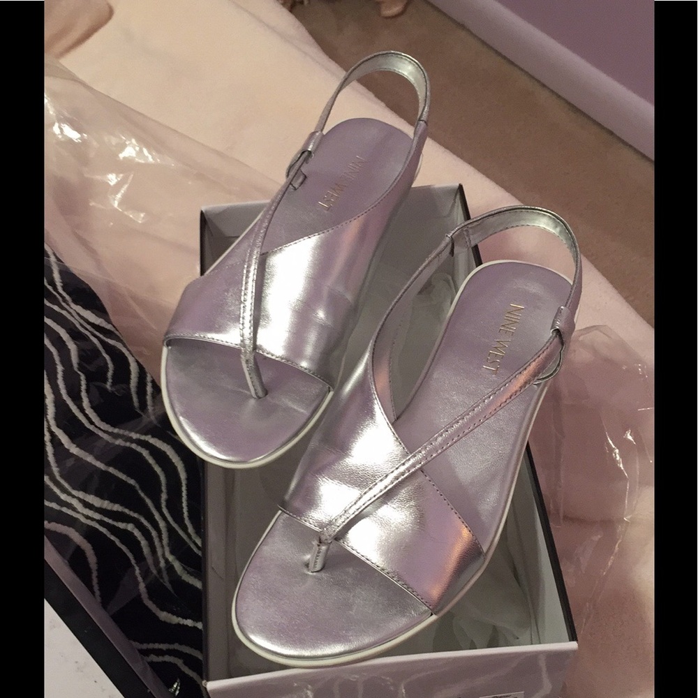Silver shiny sandals